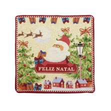 Capa de Almofada Espressione Feliz Natal Verde e Vermelha 44x44 cm