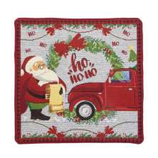 Capa de Almofada Natalina Espressione Carro Vermelha e Bege 45x45 cm