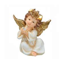 Enfeite Natalino Espressione Anjo Pomba com Luz Branco e Dourado 12 cm