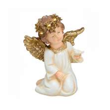 Enfeite Natalino Espressione Anjo Sentado com Luz Branco e Dourado 21 cm