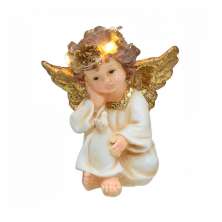 Enfeite Natalino Espressione Anjo com Luz Branco e Dourado 12 cm