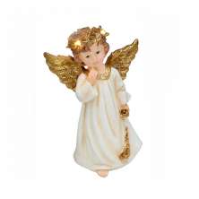 Enfeite Natalino Espressione Anjo com Luz Branco e Dourado 21 cm
