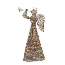 Enfeite Natalino Espressione Anjo com Luz Marrom 42 cm