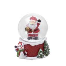 Enfeite Natalino Espressione Bola de Água com Papai Noel Acenando Vermelha e Branca 7 cm