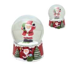 Enfeite Natalino Espressione Bola de Água com Papai Noel com Sacola Vermelha e Branca 9 cm