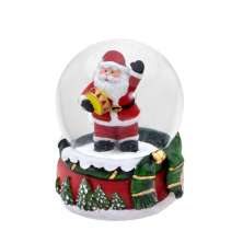 Enfeite Natalino Espressione Bola de Água com Papai Noel com Tambor Vermelha e Branca 9 cm