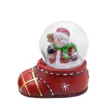 Enfeite Natalino Espressione Bola de Água com Papai Noel na Meia Vermelha e Branca 7 cm