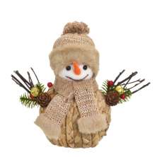Enfeite Natalino Espressione Boneco de Neve Branco e Marrom 19 cm