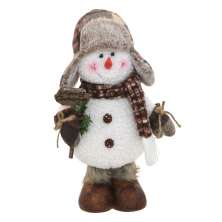 Enfeite Natalino Espressione Boneco de Neve Branco e Marrom 37 cm