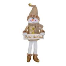 Enfeite Natalino Espressione Boneco de Neve Dourado e Branco 48 cm