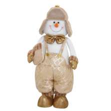 Enfeite Natalino Espressione Boneco de Neve Dourado e Branco 68 cm