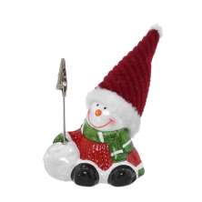 Enfeite Natalino Espressione Boneco de Neve Porta-Cartão Vermelho e Branco 10 cm
