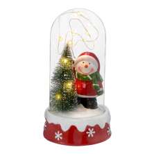 Enfeite Natalino Espressione Boneco de Neve Redoma com Luz Vermelho e Branco 19 cm