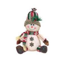 Enfeite Natalino Espressione Boneco de Neve Sentado Branco 31 cm