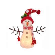 Enfeite Natalino Espressione Boneco de Neve com Luz Branco e Vermelho 27 cm