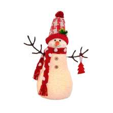 Enfeite Natalino Espressione Boneco de Neve com Luz Branco e Vermelho 43 cm