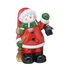 Enfeite Natalino Espressione Boneco de Neve com Luz Vermelho e Branco 23 cm