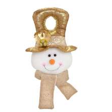 Enfeite Natalino Espressione Boneco de Neve de Pendurar Dourado e Branco 41 cm