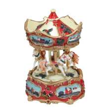 Enfeite Natalino Espressione Carrossel Musical Vermelho e Branco 17 cm