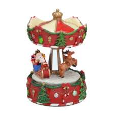Enfeite Natalino Espressione Carrossel Musical Vermelho e Verde 16 cm