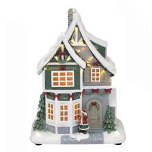 Enfeite Natalino Espressione Casa Musical com Luz Vermelha e Verde 28 cm