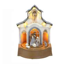 Enfeite Natalino Espressione Cenário com Luz Cinza e Dourado 24 cm