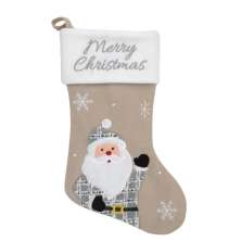 Enfeite Natalino Espressione Meia Papai Noel Branca e Cinza