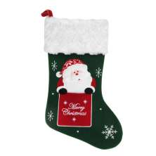 Enfeite Natalino Espressione Meia Papai Noel com Plaquinha Verde e Vermelha