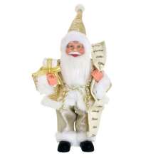 Enfeite Natalino Espressione Papai Noel Branco e Dourado 30 cm
