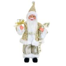 Enfeite Natalino Espressione Papai Noel Branco e Dourado 31 cm