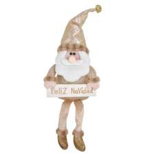 Enfeite Natalino Espressione Papai Noel Dourado e Branco 48 cm