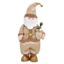 Enfeite Natalino Espressione Papai Noel Dourado e Branco 75 cm