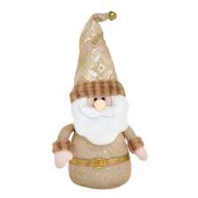 Enfeite Natalino Espressione Papai Noel Dourado e Branco II 37 cm