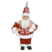 Enfeite Natalino Espressione Papai Noel Flocos de Neve Vermelho e Branco 30 cm
