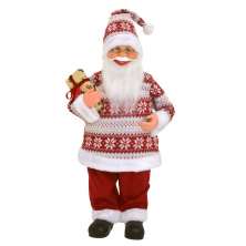 Enfeite Natalino Espressione Papai Noel Flocos de Neve Vermelho e Branco 65 cm