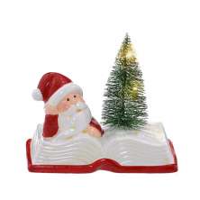 Enfeite Natalino Espressione Papai Noel Livro com Luz Vermelho e Branco 11 cm