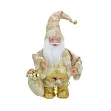 Enfeite Natalino Espressione Papai Noel Musical Dourado e Branco 33 cm
