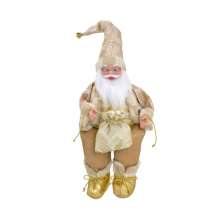 Enfeite Natalino Espressione Papai Noel Musical Dourado e Branco 40 cm