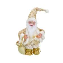 Enfeite Natalino Espressione Papai Noel Musical II Dourado e Branco 33 cm