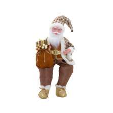 Enfeite Natalino Espressione Papai Noel Musical Marrom e Branco 63 cm