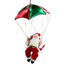 Enfeite Natalino Espressione Papai Noel Paraquedas Vermelho e Verde 62 cm