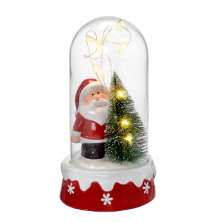 Enfeite Natalino Espressione Papai Noel Redoma com Luz Vermelho e Branco 19 cm