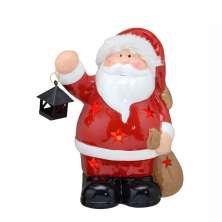Enfeite Natalino Espressione Papai Noel com Luz Vermelho e Branco II 24 cm
