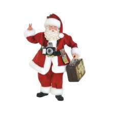 Enfeite Natalino Espressione Papai Noel com Mala Vermelho e Branco 27 cm