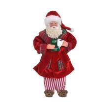 Enfeite Natalino Espressione Papai Noel com Mala Vermelho e Branco 28 cm
