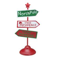 Enfeite Natalino Espressione Placa Claus Residence Vermelha e Verde 46 cm