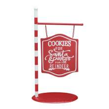 Enfeite Natalino Espressione Placa Cookies Vermelha e Branca 39 cm