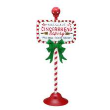 Enfeite Natalino Espressione Placa Gingerbread Vermelha e Branca 33 cm
