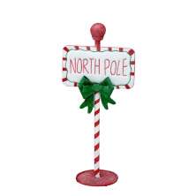 Enfeite Natalino Espressione Placa North Pole Vermelha e Verde 46 cm