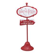 Enfeite Natalino Espressione Placa Santa's Workshop Vermelha e Branca 46 cm